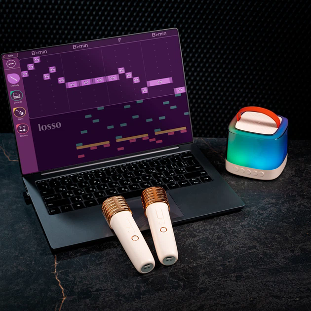 Міні караоке колонка T7 з 2 бездротовими мікрофонами - мініатюра 5