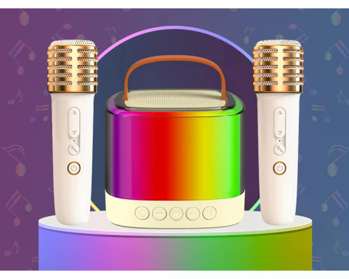 Міні караоке колонка T7 з 2 бездротовими мікрофонами - мініатюра 6