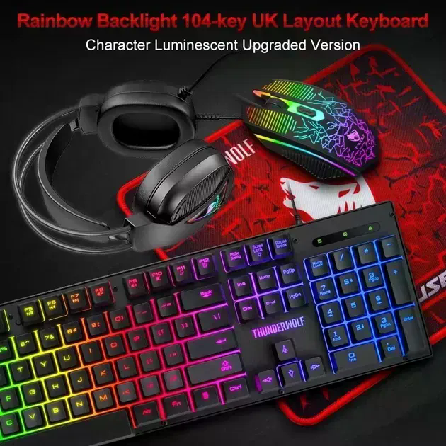Ігровий комплект Gaming Combo 4-in-1 T-Wolf TF-400 чорний - мініатюра 3