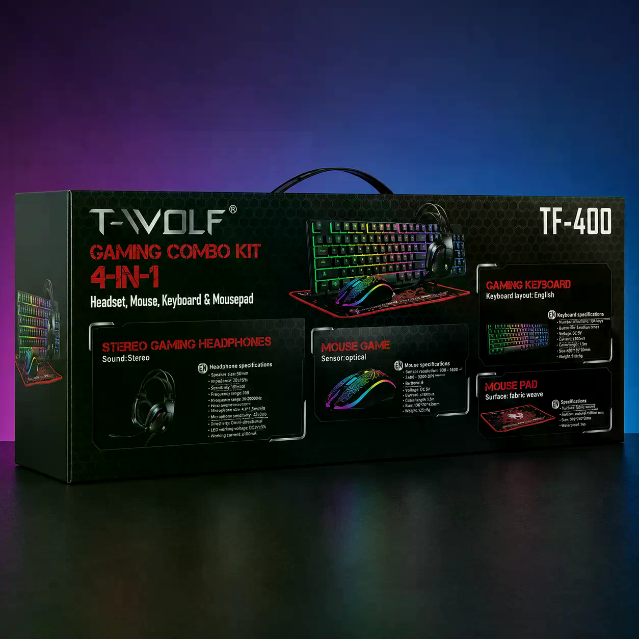Ігровий комплект Gaming Combo 4-in-1 T-Wolf TF-400 чорний - мініатюра 4