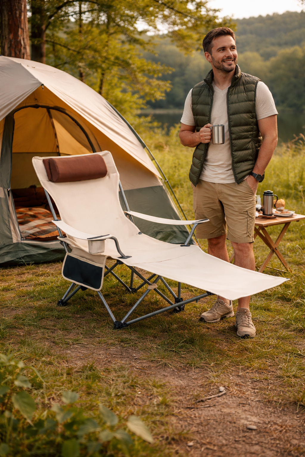 Складний стілець-гамак для кемпінгу, риболовлі і дачі - мініатюра 2