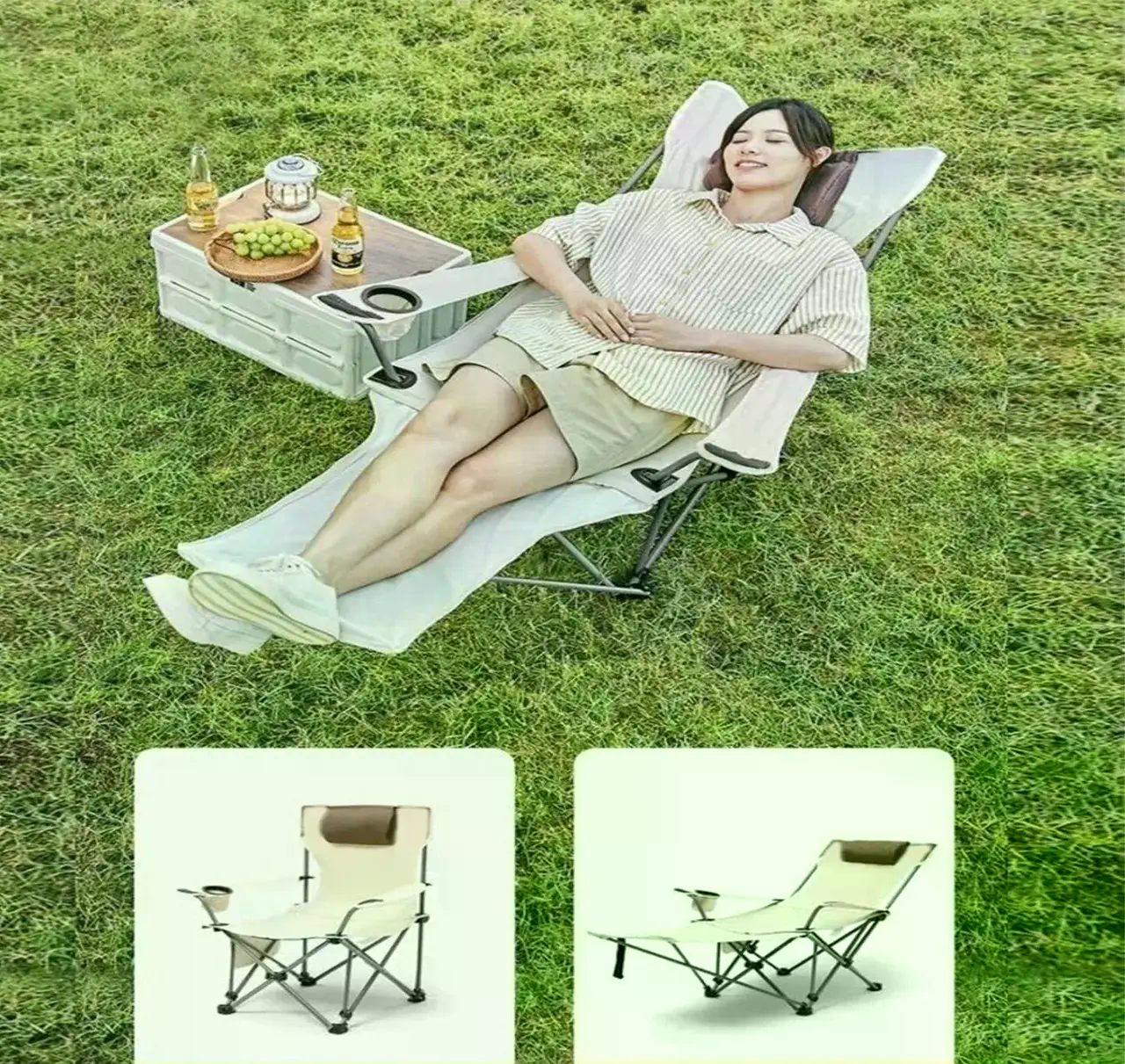 Складний стілець-гамак для кемпінгу, риболовлі і дачі - мініатюра 7