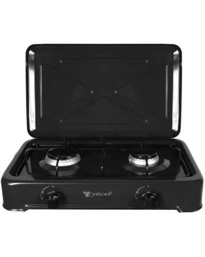 Газова настільна плита на 2 конфорки YUCEL O-200-LPG-BLACK • Двоконфорочна плита для дому, дачі, кухні та приготування їжі