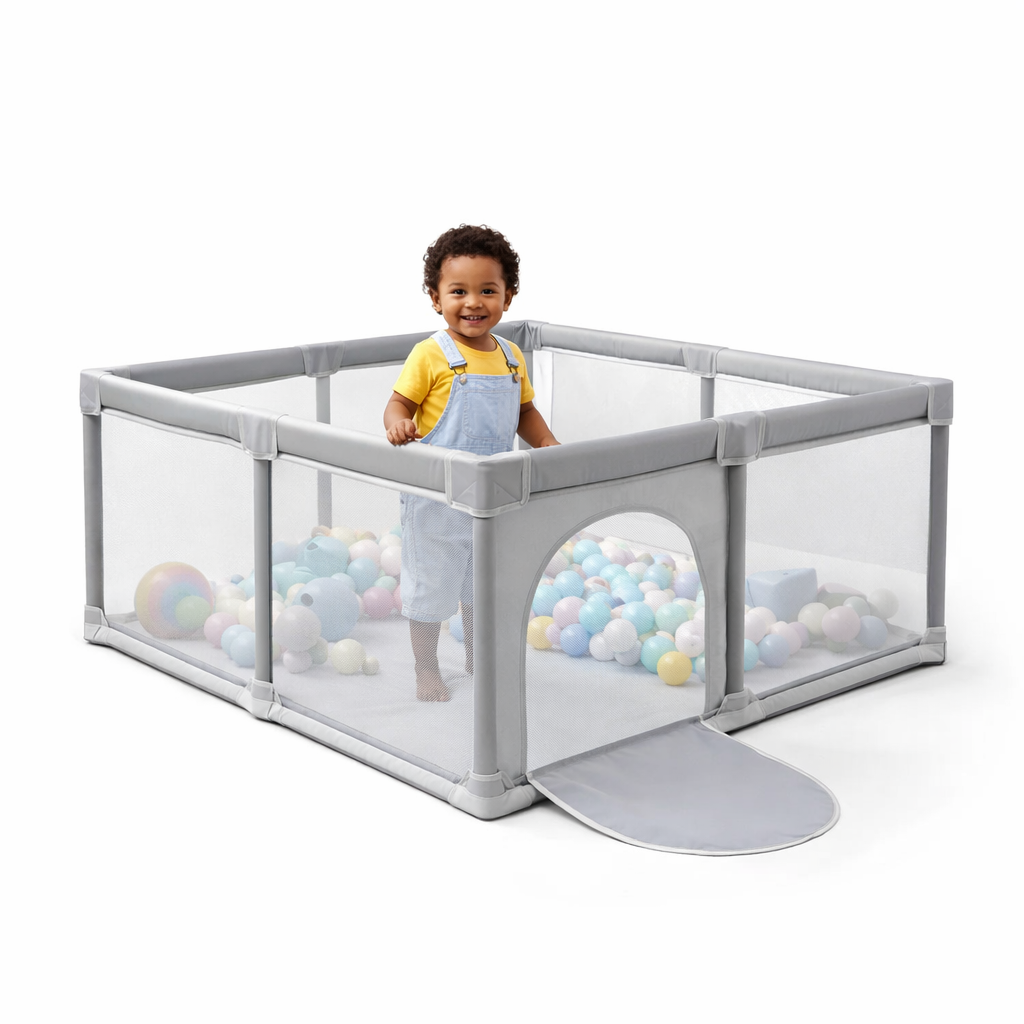 Дитячий ігровий манеж 130×130×65 см MA710 • Складаний безпечний манеж для малюків, ігор удома та обмеженого дитячого простору