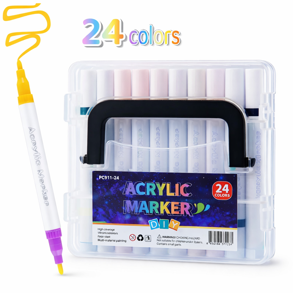 Набір акрилових маркерів MAP-10 • Маркери для малювання, декору, творчості та розпису по різних поверхнях  12 шт-24 кол