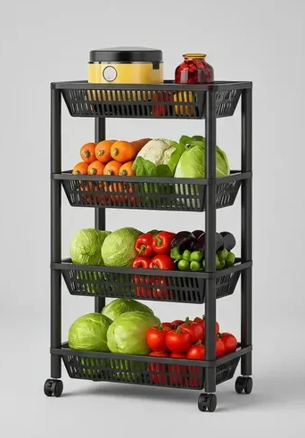 Етажерка 4-рівнева на колесах для кухні, ванної і дому - мініатюра 5