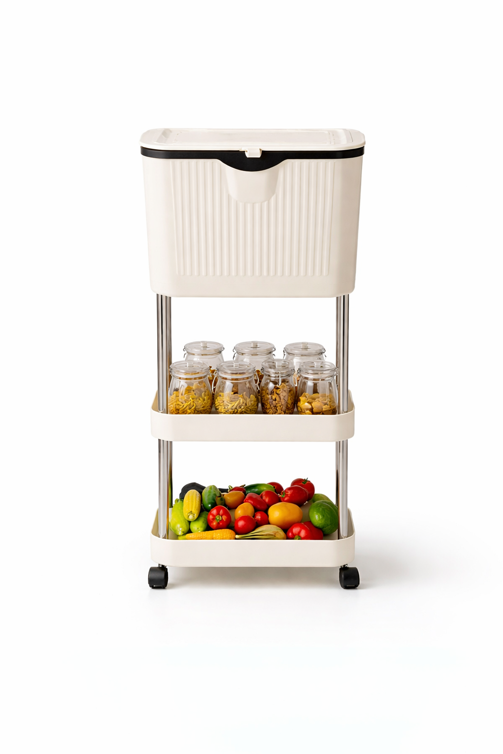 Кухонний візок з урною і полицями для порядку на кухні та в коморі - мініатюра 9