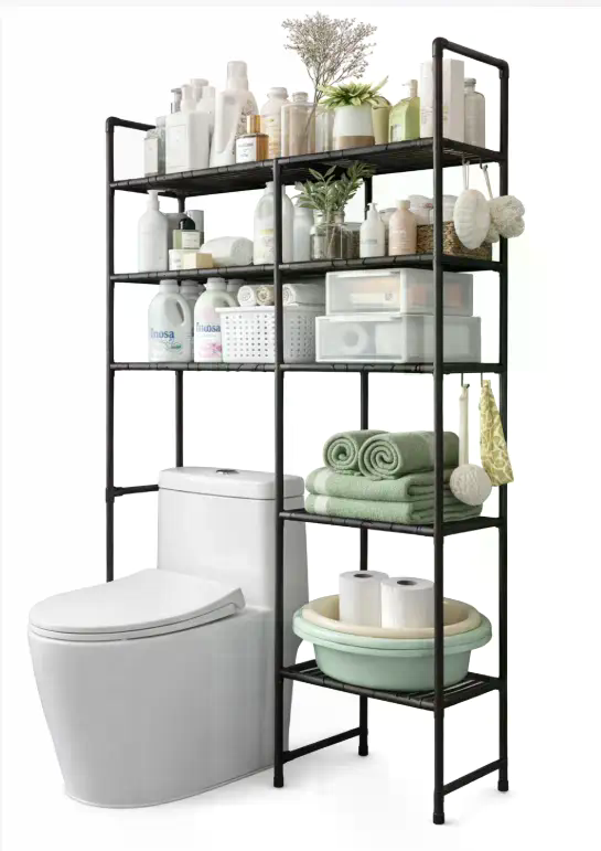 Підлоговий стелаж для зберігання над туалетом • Органайзер над унітазом для ванної кімнати та туалетного приладдя