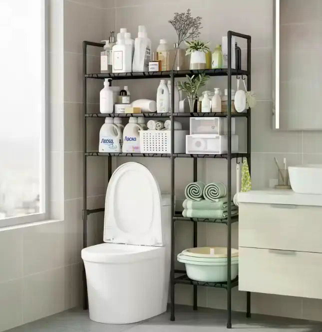 Стелаж-органайзер над унітазом для зберігання у ванній кімнаті - мініатюра 3