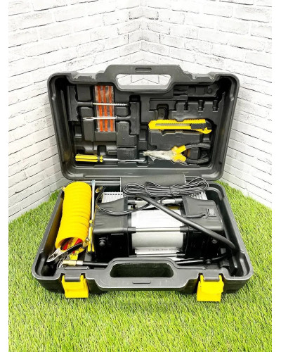 Автокомпресор MA608 12V у кейсі з манометром і ремкомплектом - мініатюра 3