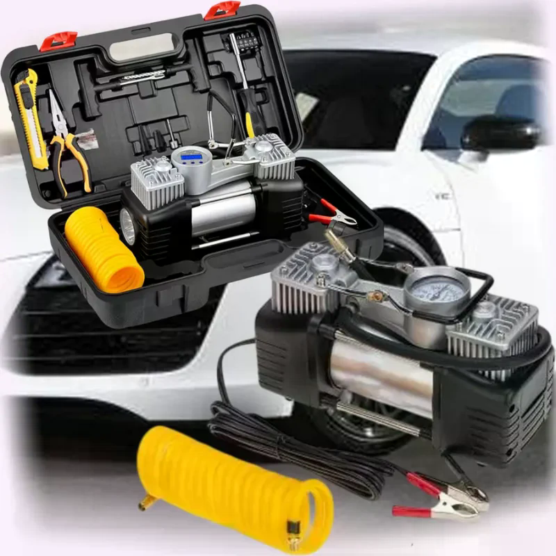 Автокомпресор MA608 12V у кейсі з манометром і ремкомплектом - мініатюра 5