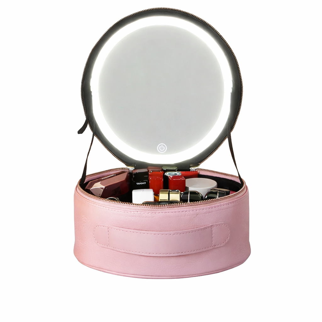 Косметичка-органайзер NiceLand з LED-дзеркалом, рожева - мініатюра 6