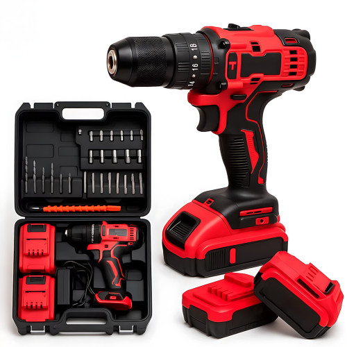 Шуруповерт акумуляторний ударний 24V з 2 акумуляторами RED MA751 • Електричний дриль-шуруповерт для дому, ремонту, складання меблів і монтажних робіт