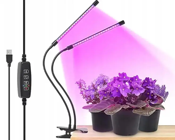 Подвійна, гнучка фітолампа для рослин з таймером ∙ Регульована яскравість ∙ 30 вТ