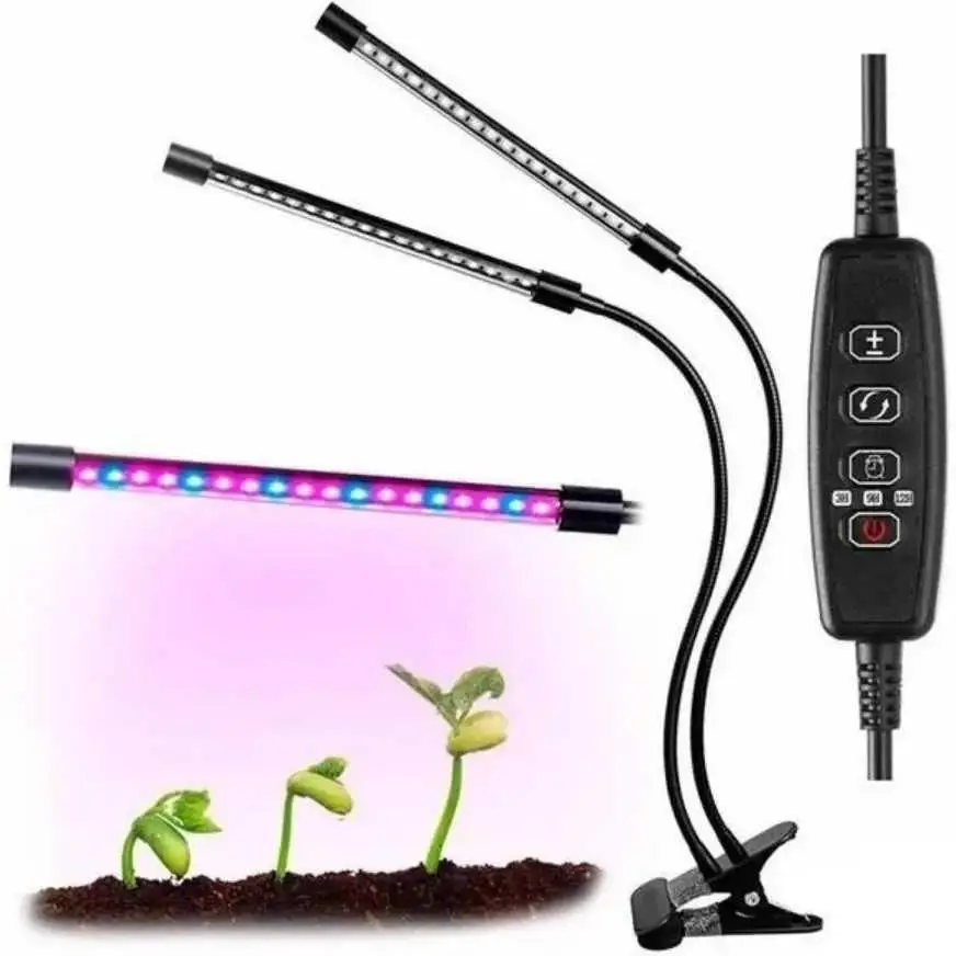 Подвійна фітолампа для рослин з таймером, USB живленням і гнучкими ніжками - мініатюра 4