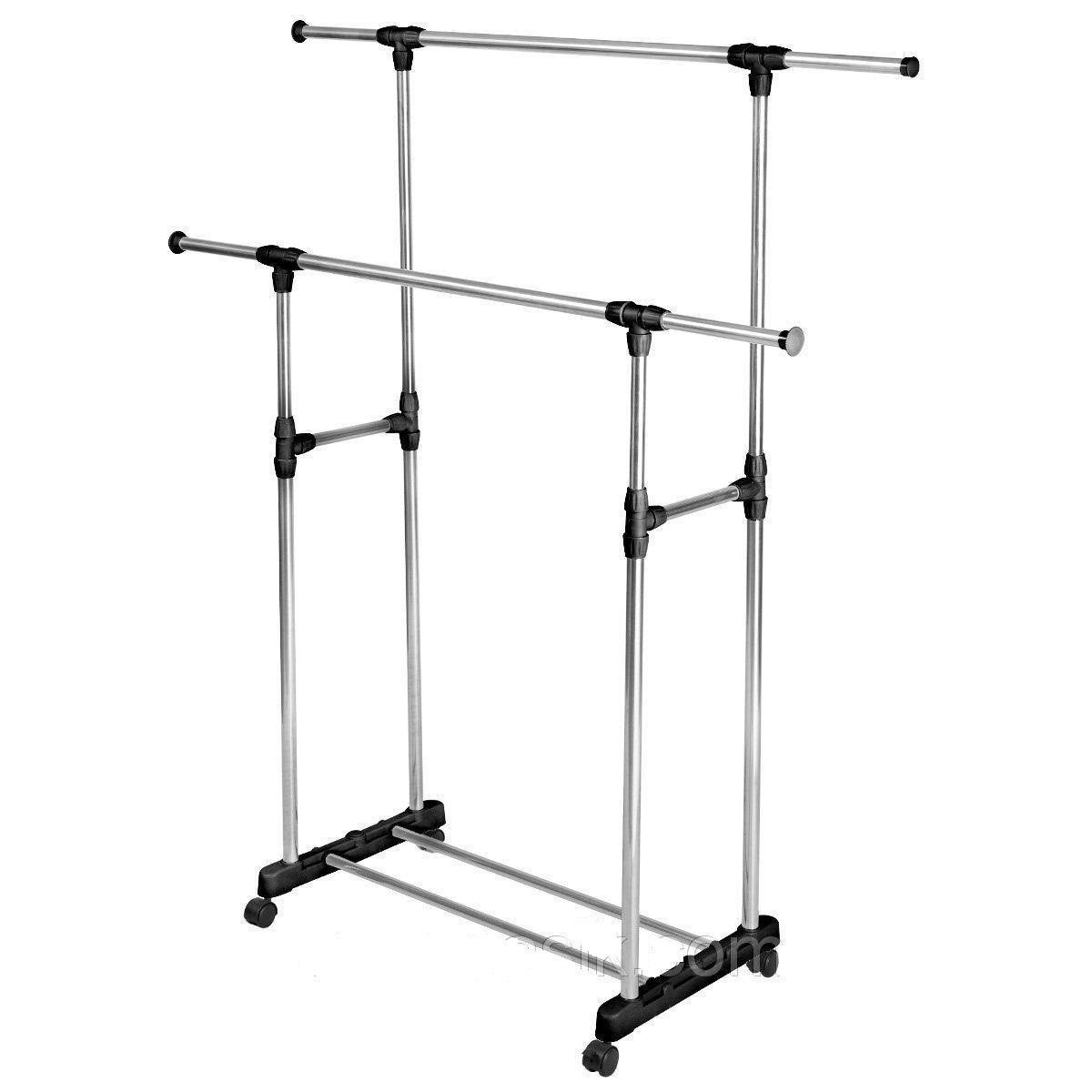 Телескопічна подвійна стійка - вішалка для одягу та взуття Double Pole Clothes Horse 160*80*42 см - мініатюра 3