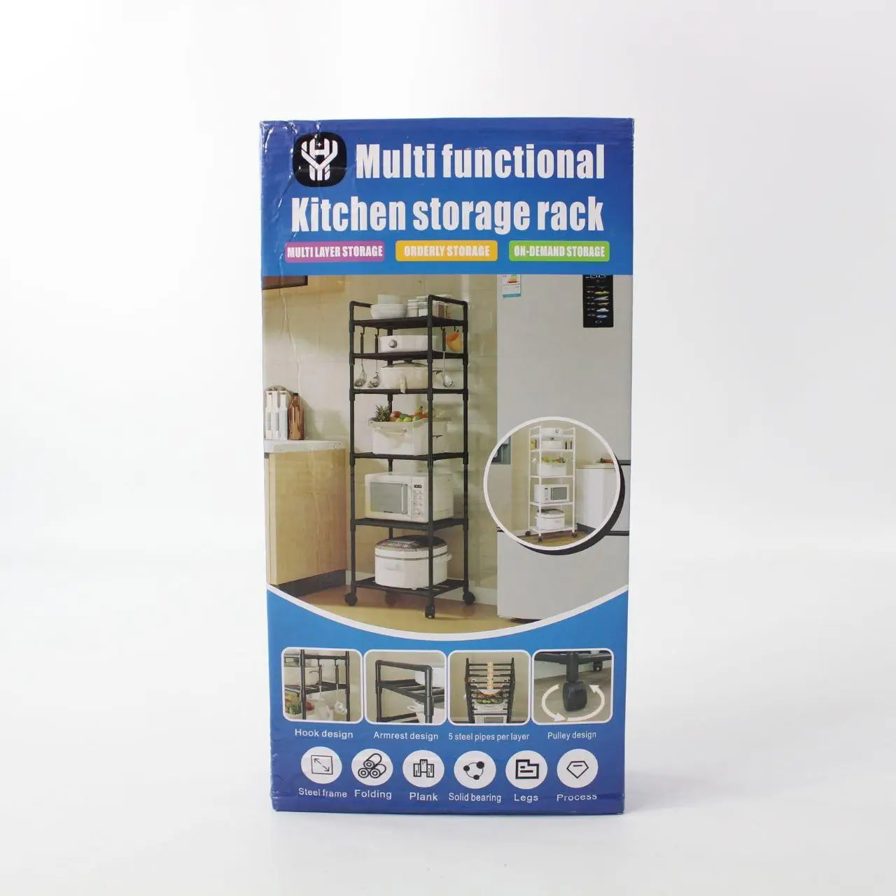 Стелаж-етажерка на колесах 6 ярусів 170 x 42 x 32 см для кухні та дому - мініатюра 4