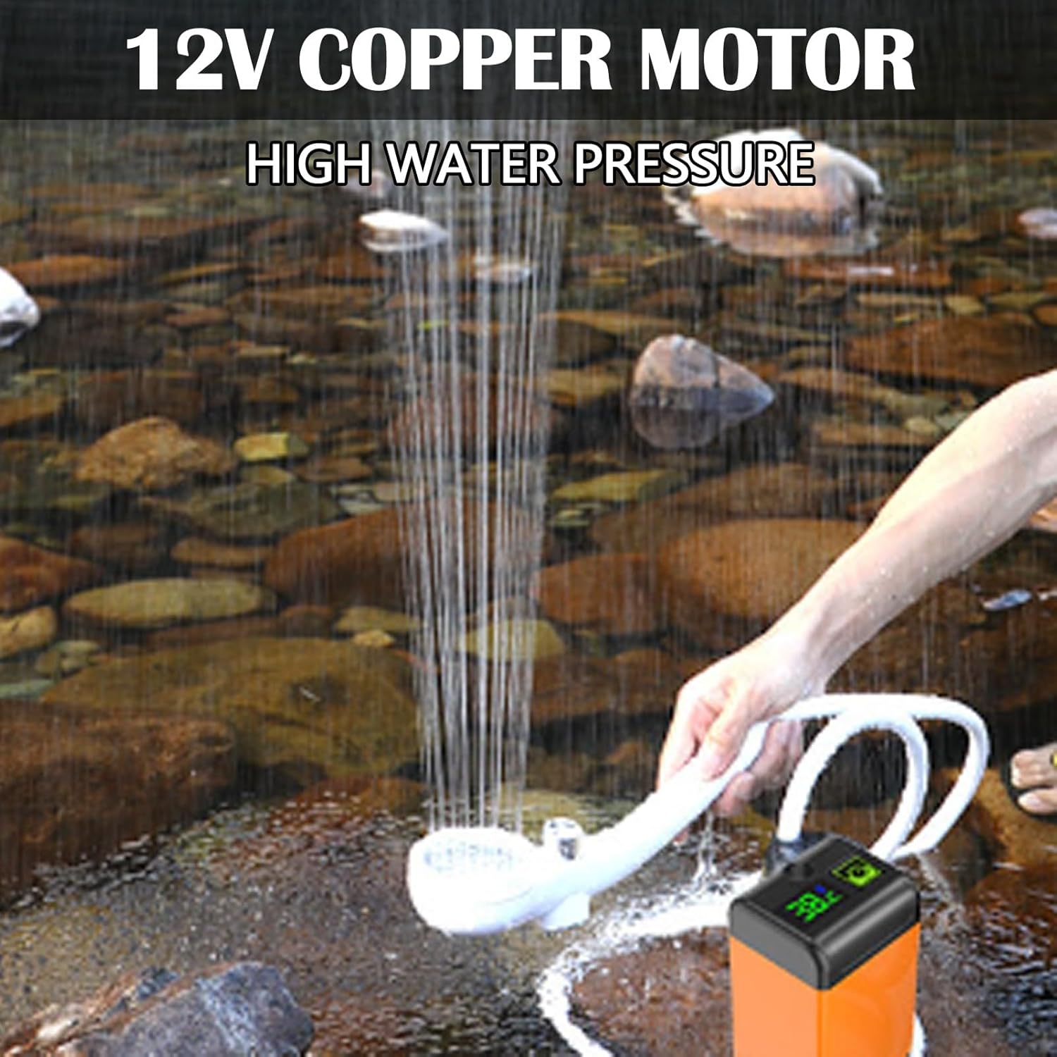 Портативний душ Outdoor Shower 1402 з акумулятором 7800 мАг для кемпінгу, дачі та подорожей - мініатюра 3