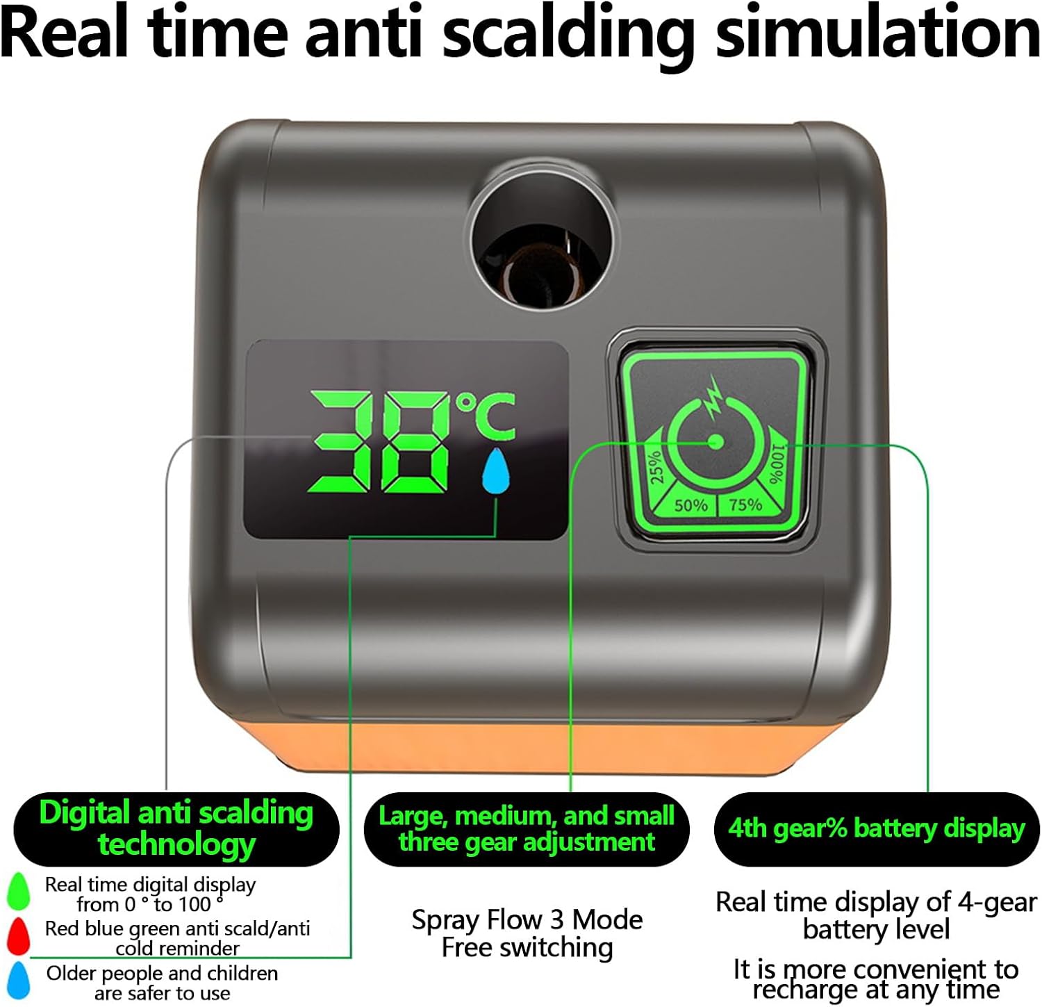 Портативний душ Outdoor Shower 1402 з акумулятором 7800 мАг для кемпінгу, дачі та подорожей - мініатюра 7