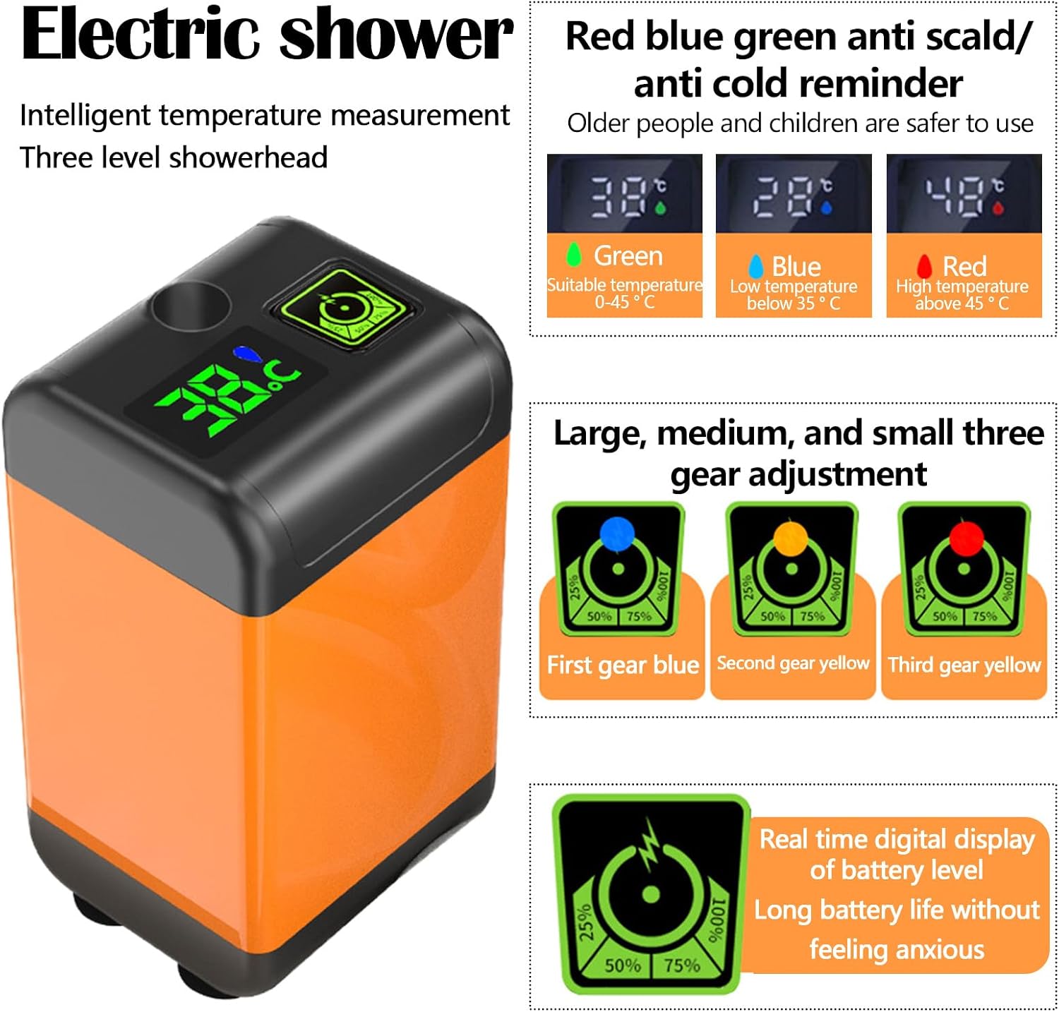 Портативний душ Outdoor Shower 1402 з акумулятором 7800 мАг для кемпінгу, дачі та подорожей - мініатюра 9