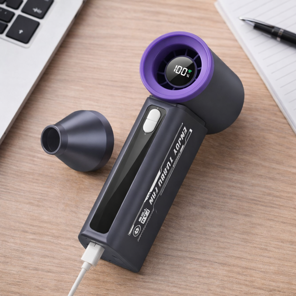 Ручний вентилятор T-08 з акумулятором і USB-зарядкою для дому, офісу та поїздок - мініатюра 6