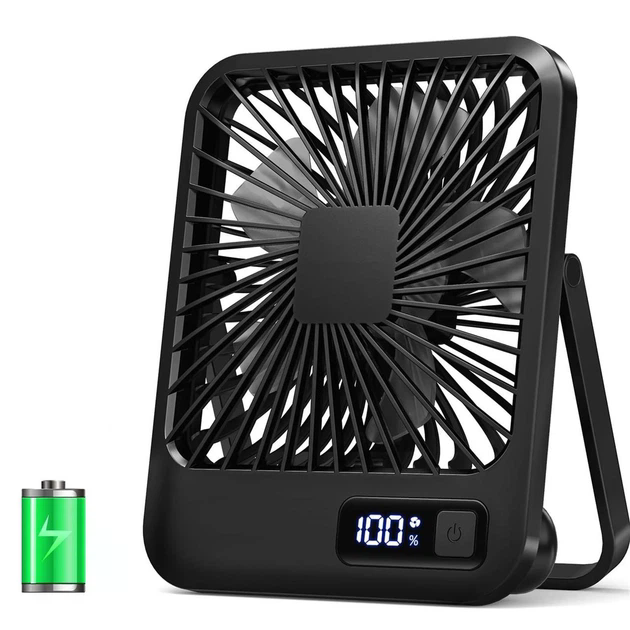 Настільний акумуляторний вентилятор із цифровим дисплеєм і USB-зарядкою • Портативний міні вентилятор для дому, офісу, навчання та поїздок