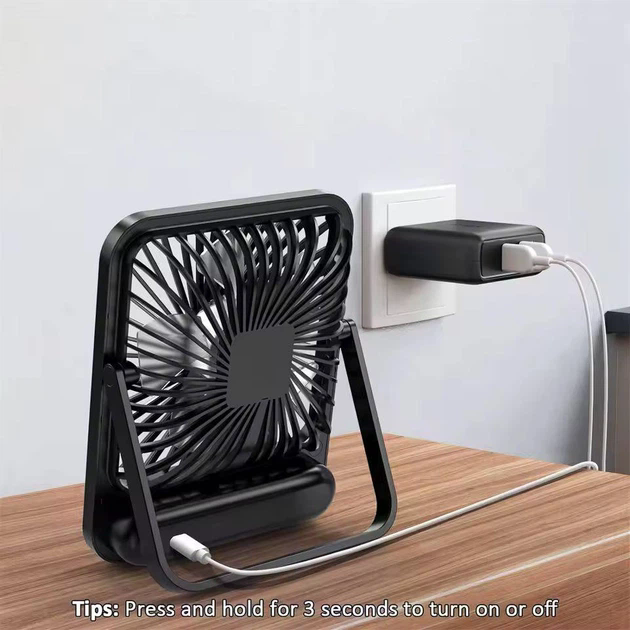 Настільний акумуляторний вентилятор з дисплеєм і USB-зарядкою для столу та навчання - мініатюра 3