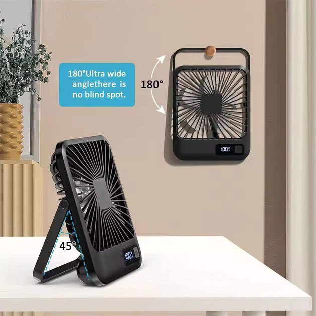 Настільний акумуляторний вентилятор з дисплеєм і USB-зарядкою для столу та навчання - мініатюра 4