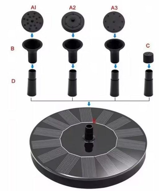 Сонячний фонтан-насос для саду з 6 насадками - мініатюра 6