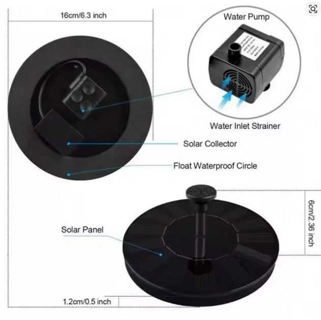 Сонячний фонтан-насос для саду з 6 насадками - мініатюра 7