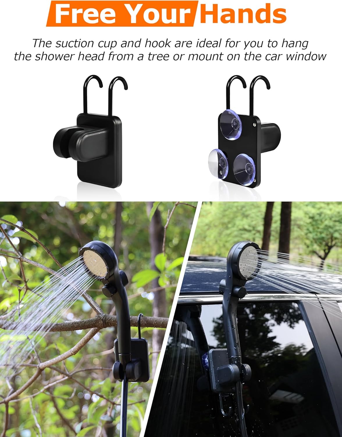 Кемпінговий душ 6000 mAh з насосом, дисплеєм температури та шлангом 2 м - мініатюра 7