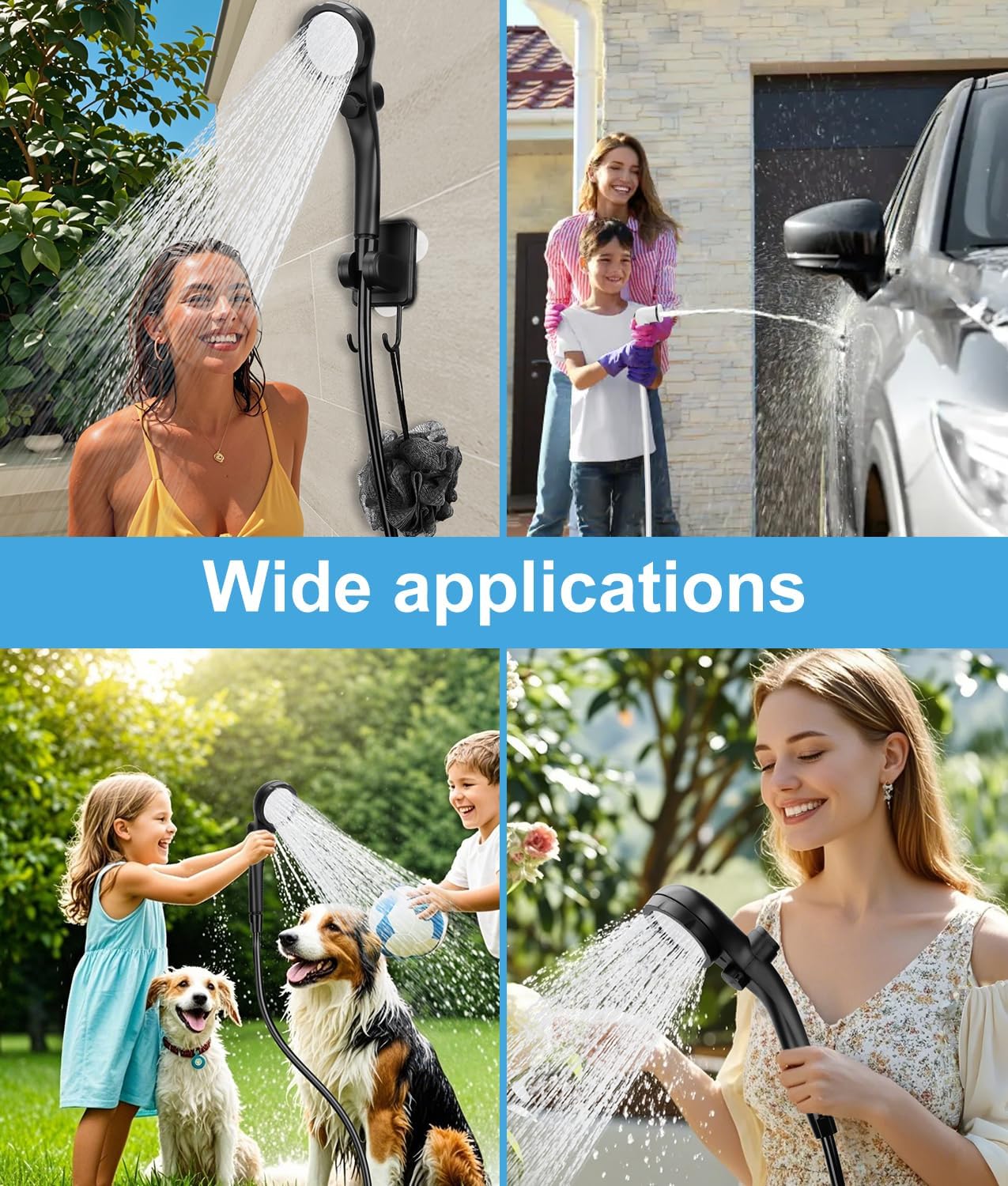 Кемпінговий душ 6000 mAh з насосом, дисплеєм температури та шлангом 2 м - мініатюра 12