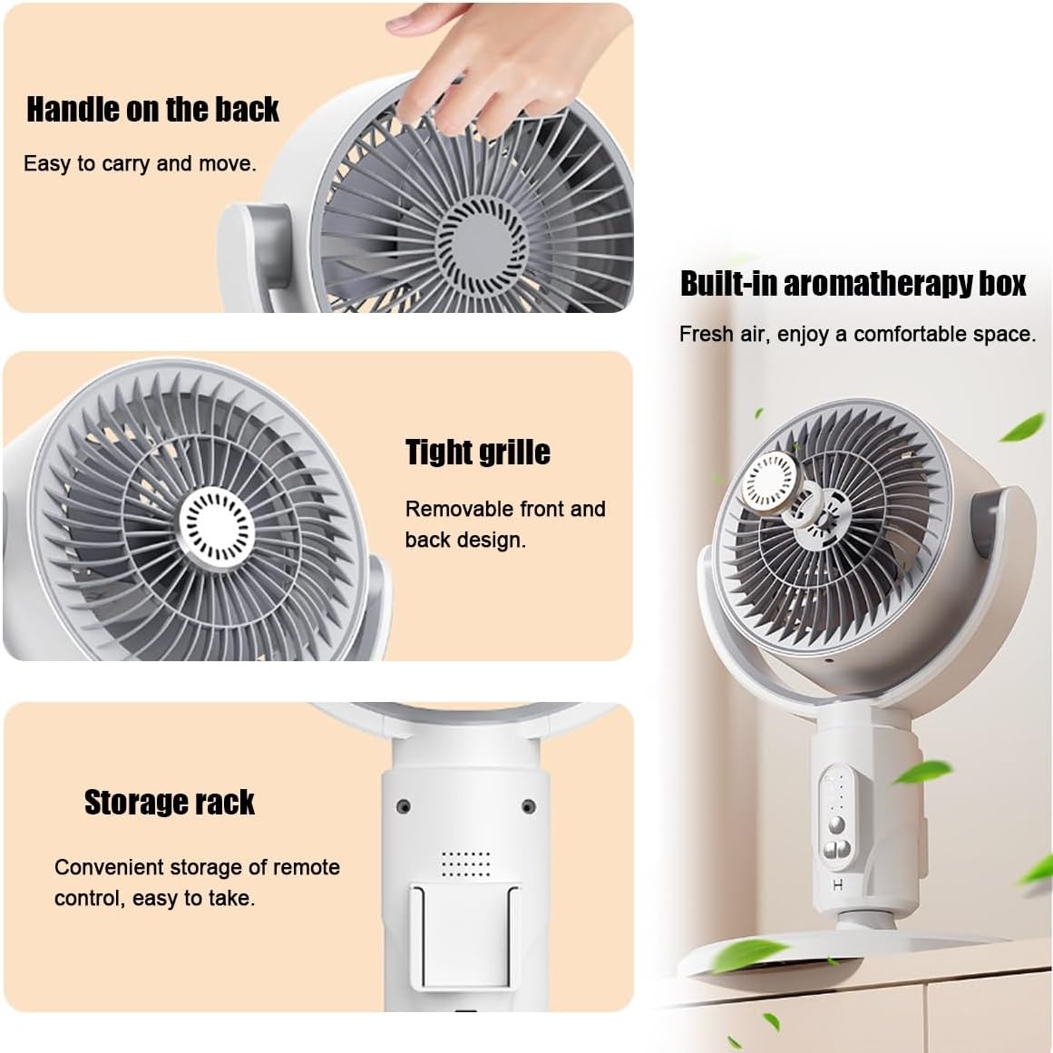 Електричний підлоговий вентилятор Midsummer з пультом, таймером до 8 годин і 5 режимами обдуву - мініатюра 3