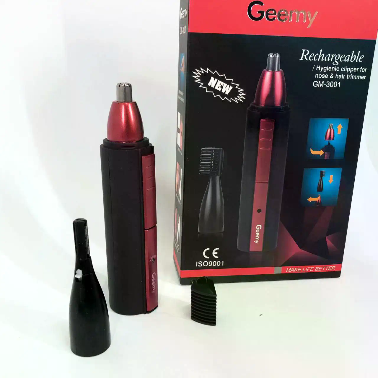 Тример GEMEI GM-3001 2 в 1 для носа, вух, бороди та вусів - мініатюра 5