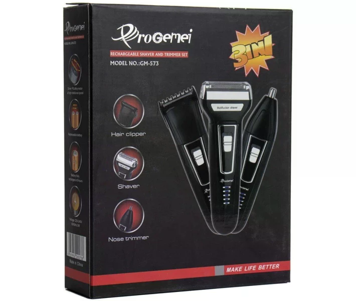 Чоловічий тример-бритва 3 в 1 GEMEI GM-573 для бороди та вусів - мініатюра 5