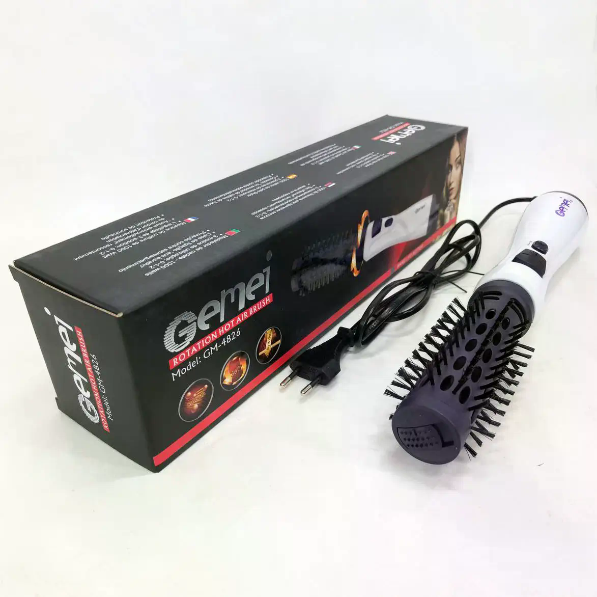 Фен-щітка GEMEI GM-4826 1000W для сушіння й укладання волосся - мініатюра 1