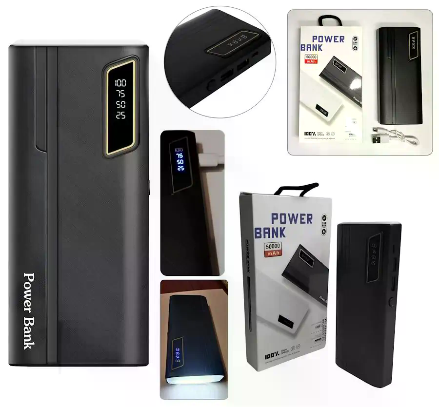 Power Bank UN-3104 50000 mAh із швидкою зарядкою, 2 USB і ліхтариком - мініатюра 1