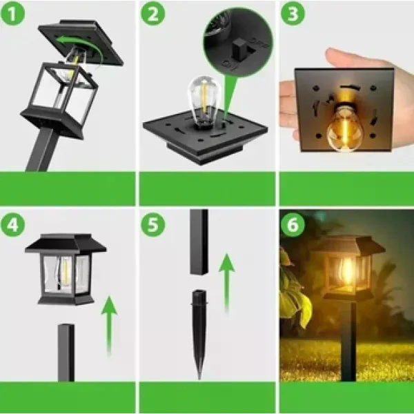 Садовий світильник на сонячній панелі 6 WW для двору, доріжок і саду - мініатюра 4