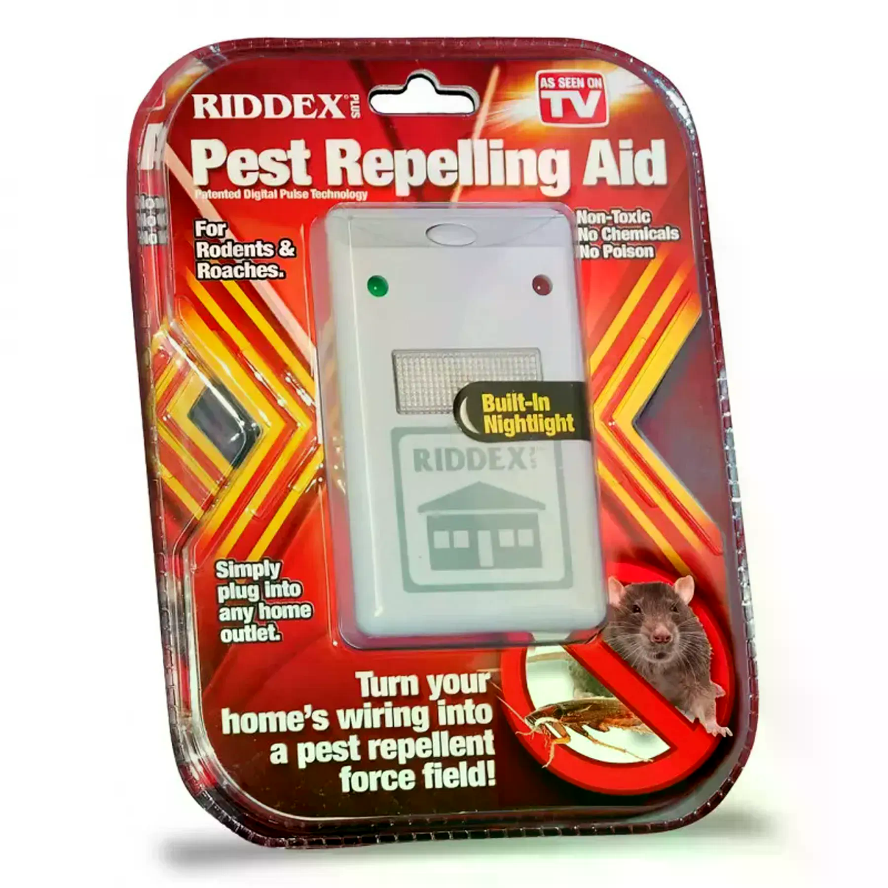 Ультразвуковий відлякувач гризунів і комах RIDDEX Pest Repelling 200 м² • Електронний прилад від мишей, щурів, тарганів та інших шкідників від мережі