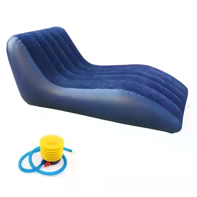 Надувне крісло S-подібне 160х90х60 см з пуфом і насосом - мініатюра 1