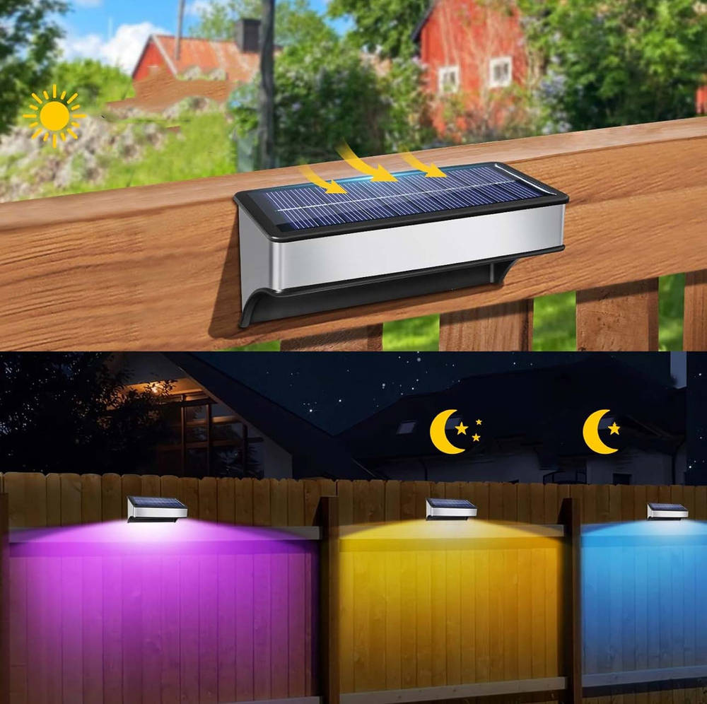 Садовий світильник на сонячній батареї різнокольоровий, 4 шт. в упаковці - мініатюра 4