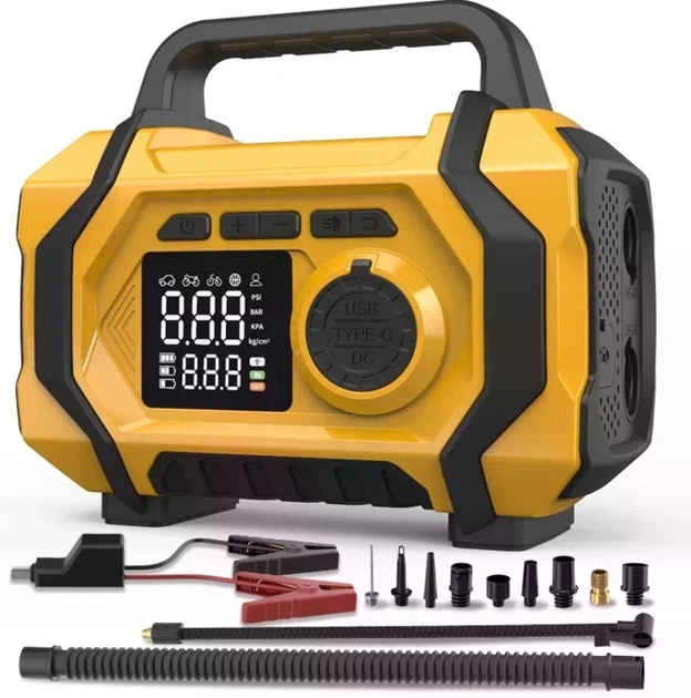 Портативний автомобільний компресор ATJ-201 жовтий - мініатюра 1