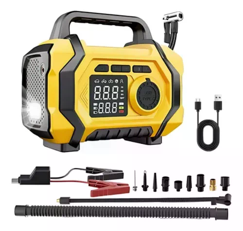 Портативний автомобільний компресор ATJ-201 жовтий - мініатюра 3