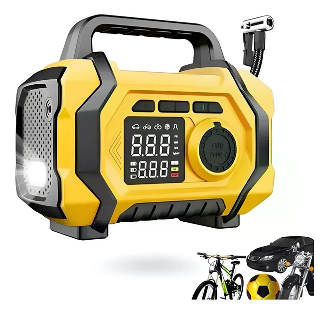 Портативний автомобільний компресор ATJ-201 жовтий - мініатюра 4