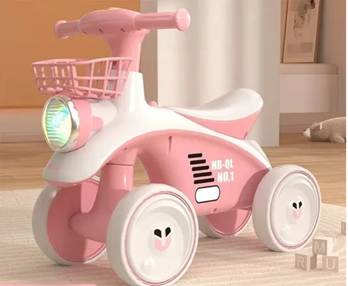 Дитячий 4-колісний біговел X-625 рожевий зі світлом і звуком - мініатюра 3
