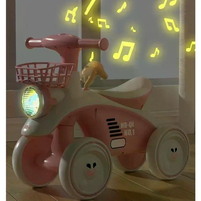 Дитячий 4-колісний біговел X-625 рожевий зі світлом і звуком - мініатюра 7