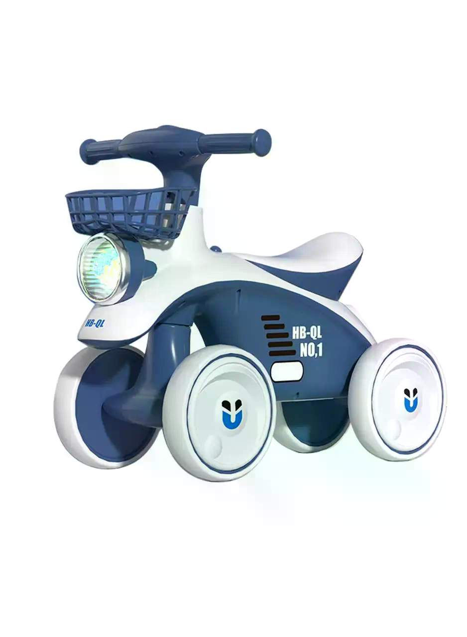 Дитячий 4-колісний біговел X-625 синій зі світловими та звуковими ефектами • Біговел-каталка для малюків зі стійкою конструкцією, широкими колесами та захистом від перекидання