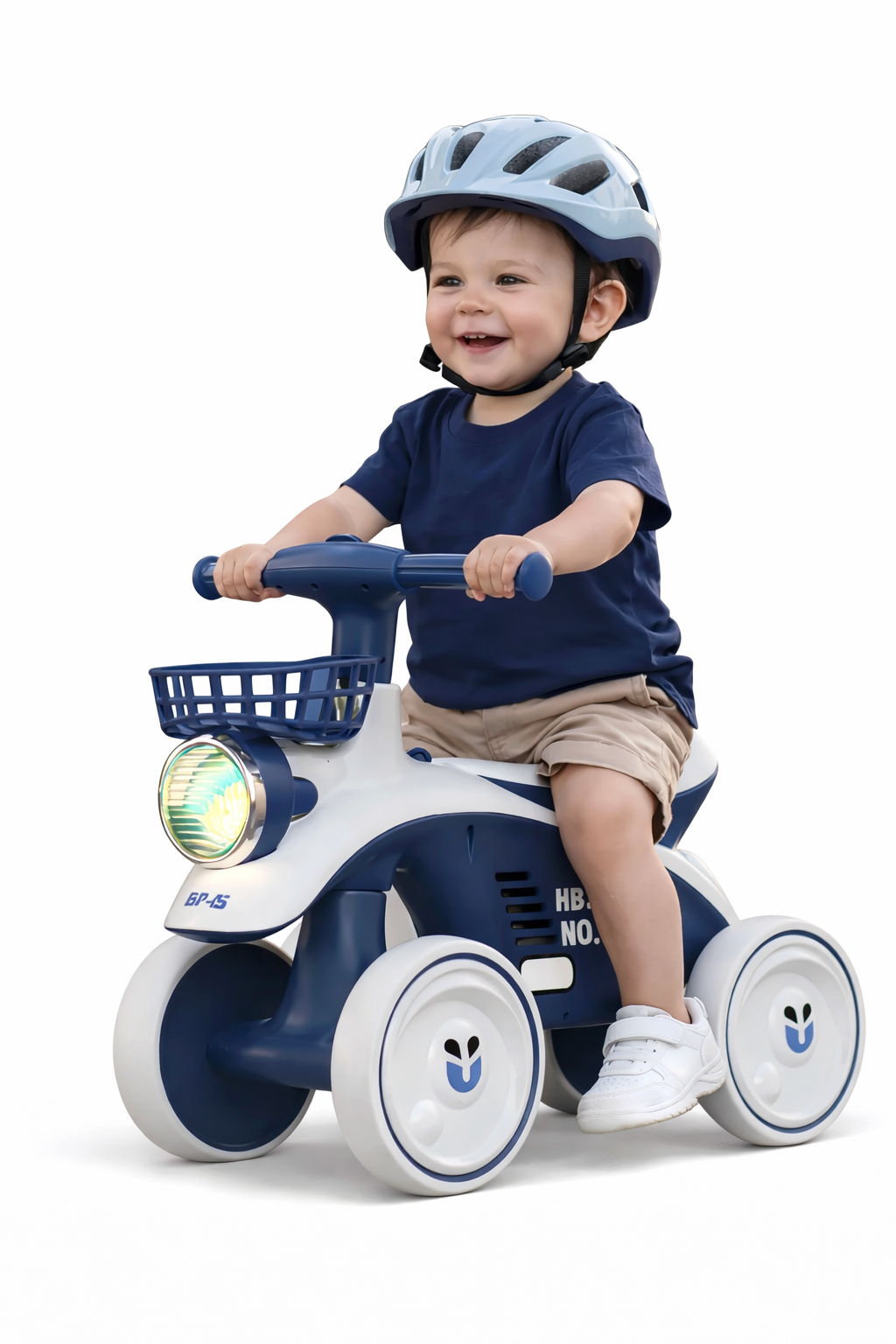 Дитячий 4-колісний біговел X-625 синій зі світлом і звуком - мініатюра 2