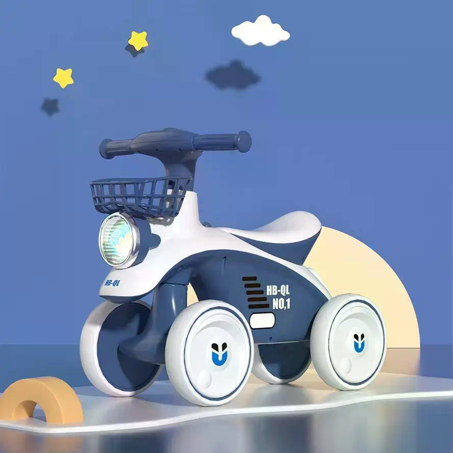 Дитячий 4-колісний біговел X-625 синій зі світлом і звуком - мініатюра 3