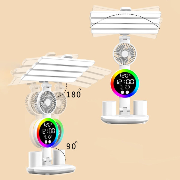 Настільна LED-лампа KRX-104 з RGB-підсвіткою, вентилятором і годинником - мініатюра 4